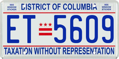 DC license plate ET5609