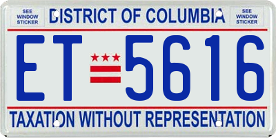 DC license plate ET5616