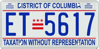 DC license plate ET5617