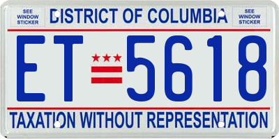 DC license plate ET5618