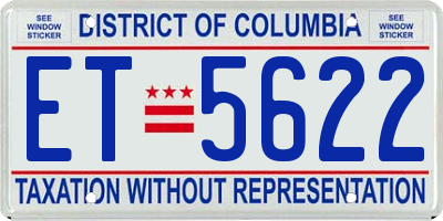DC license plate ET5622