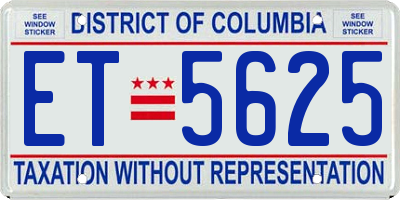DC license plate ET5625