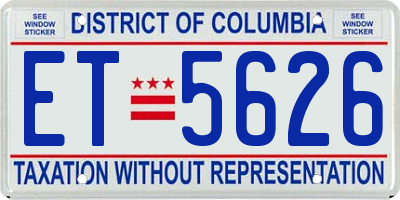 DC license plate ET5626