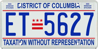 DC license plate ET5627