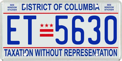 DC license plate ET5630