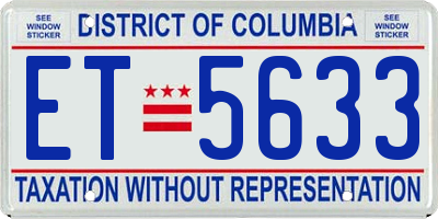 DC license plate ET5633