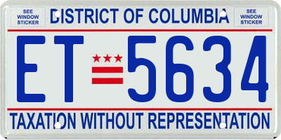 DC license plate ET5634