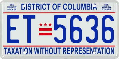 DC license plate ET5636