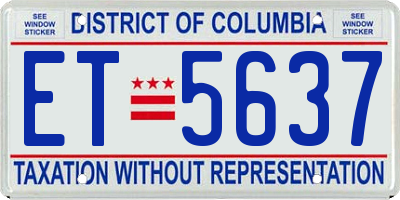 DC license plate ET5637