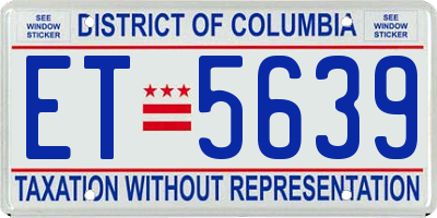 DC license plate ET5639