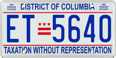 DC license plate ET5640