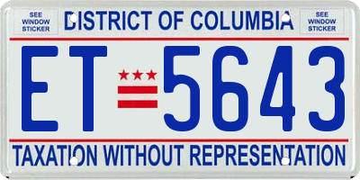 DC license plate ET5643