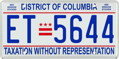 DC license plate ET5644
