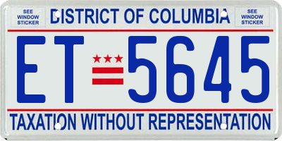 DC license plate ET5645