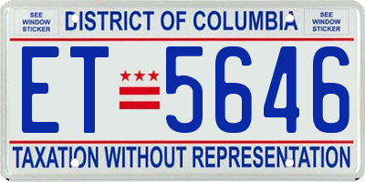 DC license plate ET5646