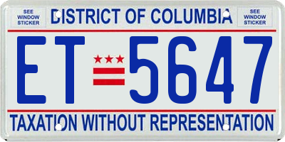 DC license plate ET5647