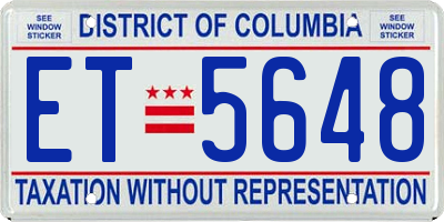 DC license plate ET5648