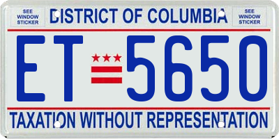 DC license plate ET5650