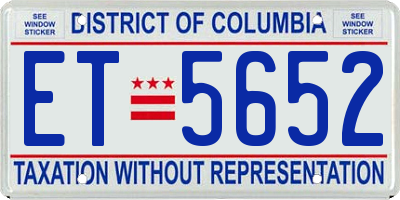 DC license plate ET5652