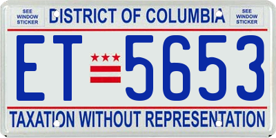 DC license plate ET5653