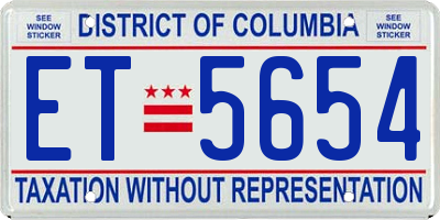 DC license plate ET5654