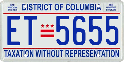 DC license plate ET5655