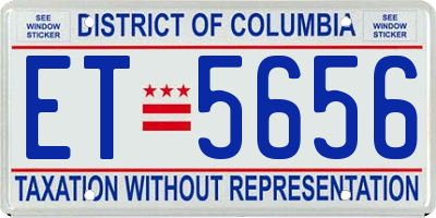 DC license plate ET5656