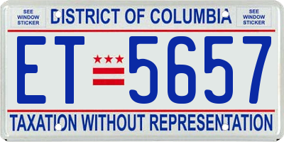 DC license plate ET5657