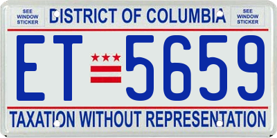 DC license plate ET5659