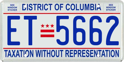 DC license plate ET5662