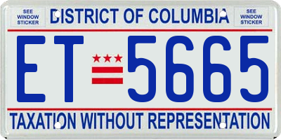 DC license plate ET5665