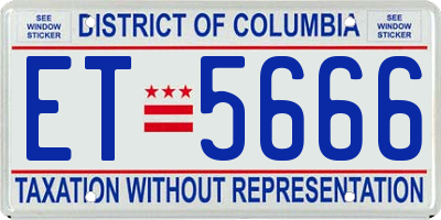 DC license plate ET5666