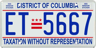 DC license plate ET5667
