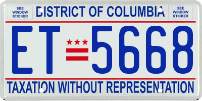 DC license plate ET5668