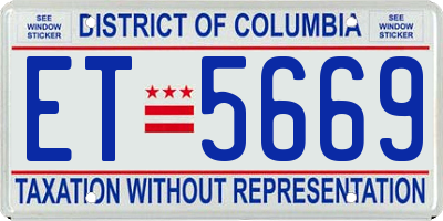 DC license plate ET5669
