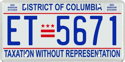 DC license plate ET5671