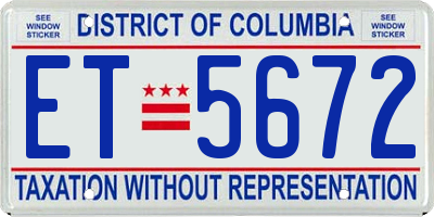 DC license plate ET5672
