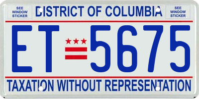 DC license plate ET5675