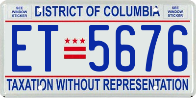 DC license plate ET5676