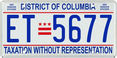 DC license plate ET5677