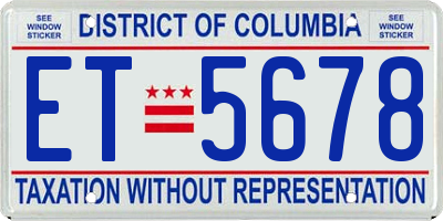 DC license plate ET5678