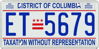 DC license plate ET5679