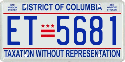 DC license plate ET5681