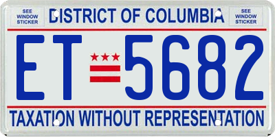 DC license plate ET5682