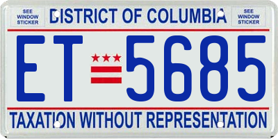 DC license plate ET5685
