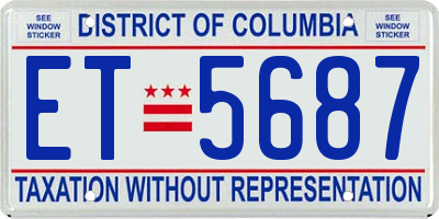 DC license plate ET5687