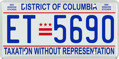 DC license plate ET5690