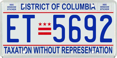 DC license plate ET5692