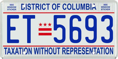 DC license plate ET5693