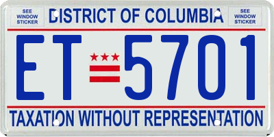 DC license plate ET5701